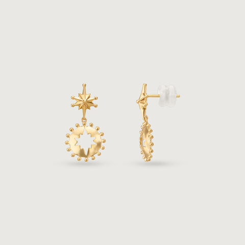 Radiant Sunburst Gold Drop Earrings