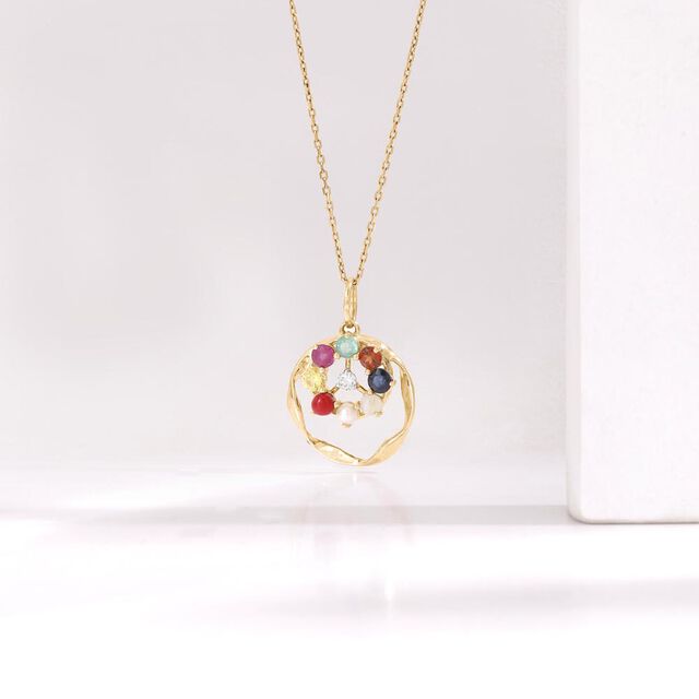 Navratna Shine Diamond Pendant,,hi-res image number null