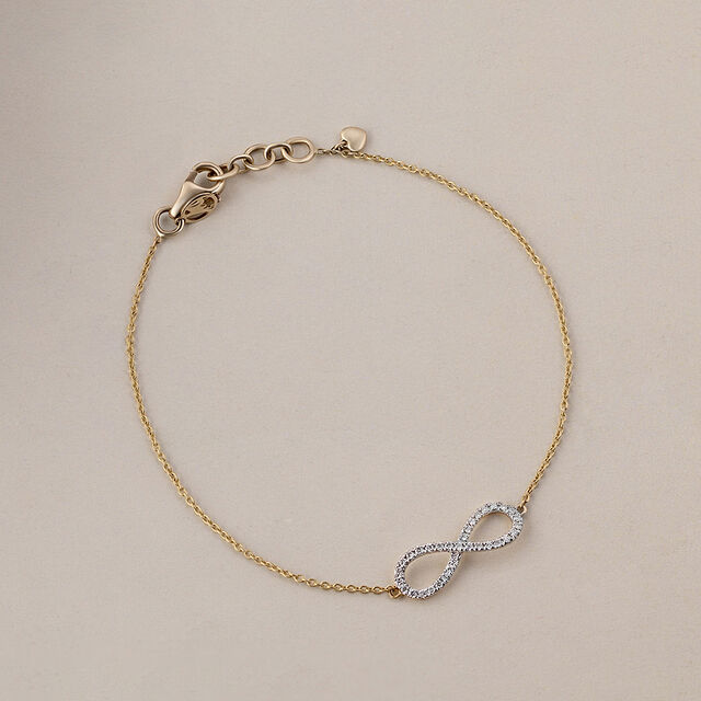 Infinity Elegance Diamond & Gold Bracelet,,hi-res image number null