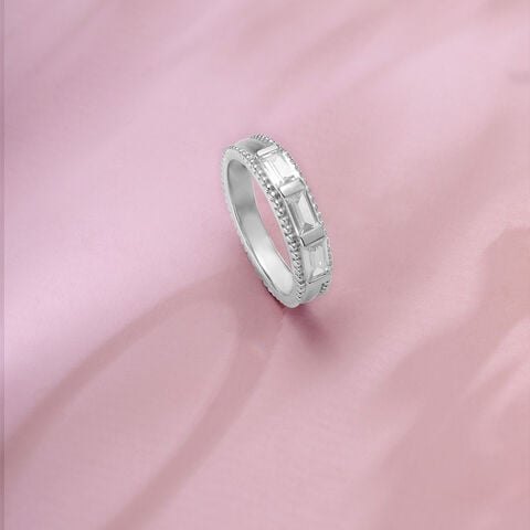Radiant Baguette Silver Ring