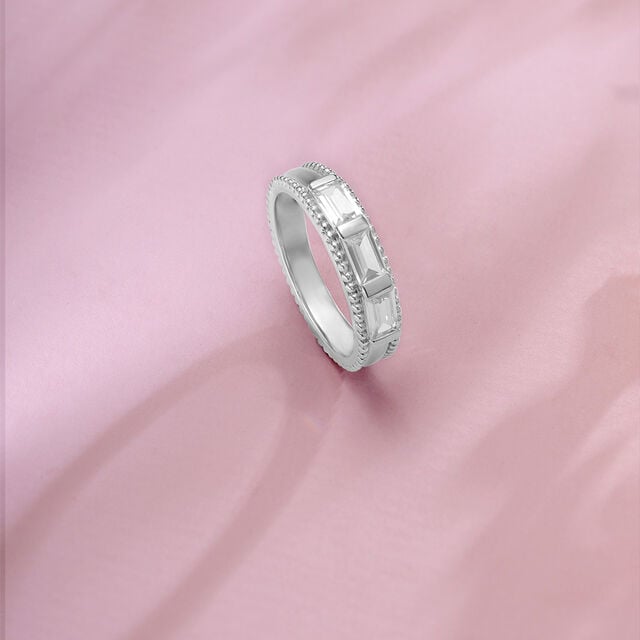 Radiant Baguette Silver Ring,,hi-res image number null