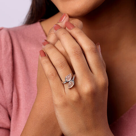 Peach Chalcedony Silver Finger Ring