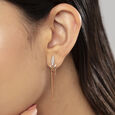 Elegant Leaf Gold & Diamond Drop Earrings,,hi-res view 2