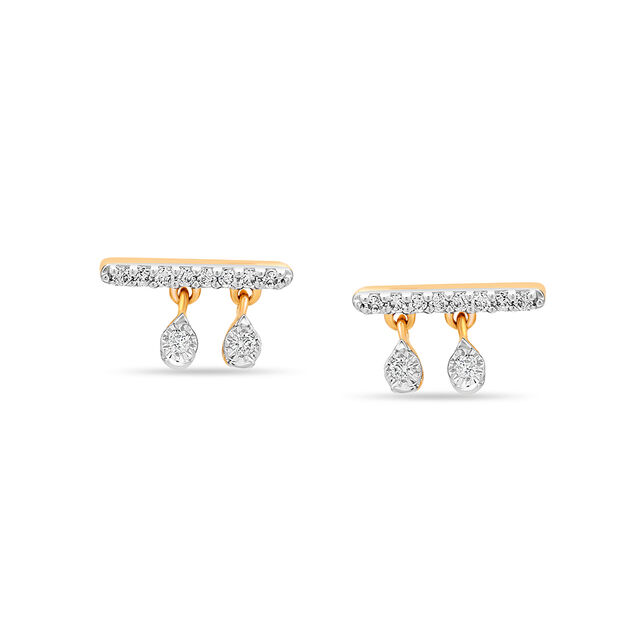 14 KT Yellow Gold Two to Tango Diamond Drop Earrings,,hi-res view 1