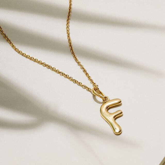 Letter Perfect 'F' Gold Pendant,,hi-res image number null
