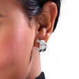 Mother of Pearl Blossom Silver Hoop Earrings,,hi-res view 2