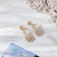 Crochet Sparkle Gold and Diamond Drop Earrings,,hi-res view 1