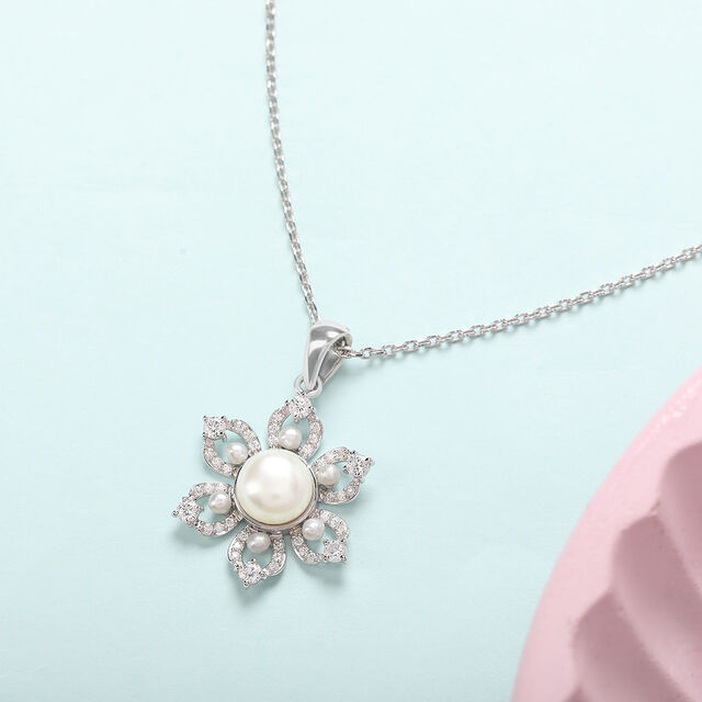 Flawless Pearl Silver Pendant & Chain,,hi-res image number null