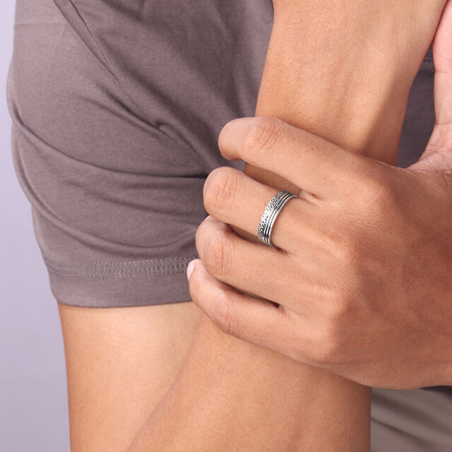Textured Band Silver Ring,,hi-res image number null