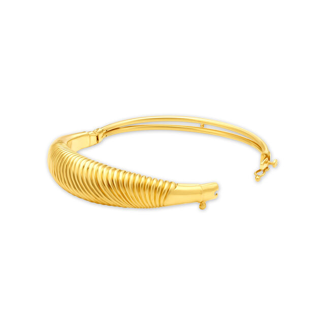 Sophisticated Yellow Gold Ribbed Bangle,,hi-res view 3
