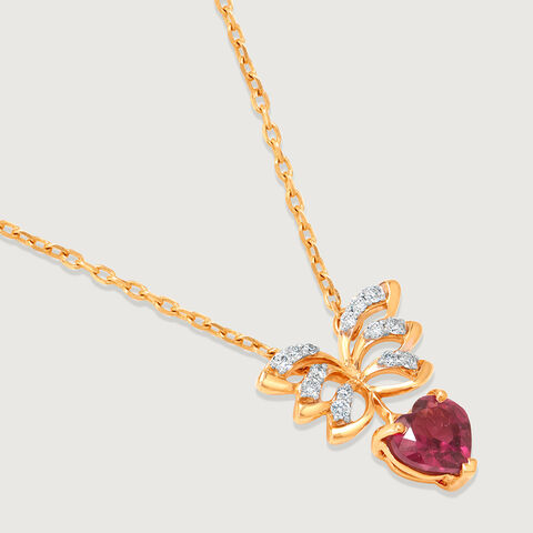 Winged Heart 14KT Gold, Diamond & Pink Garnet Necklace