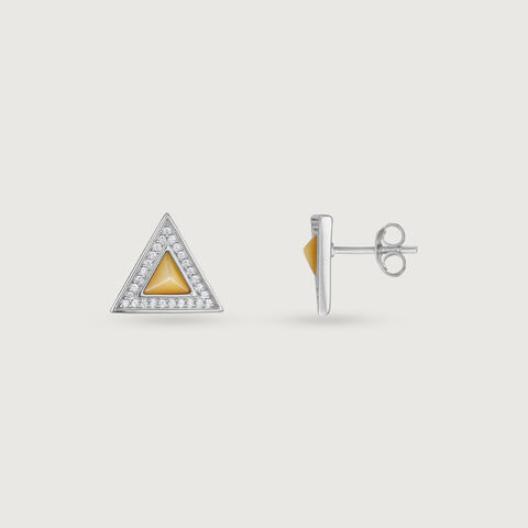 Radiant Triangle Silver Stud Earrings
