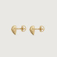 Faceted Heart Gold Stud Earrings,,hi-res view 4