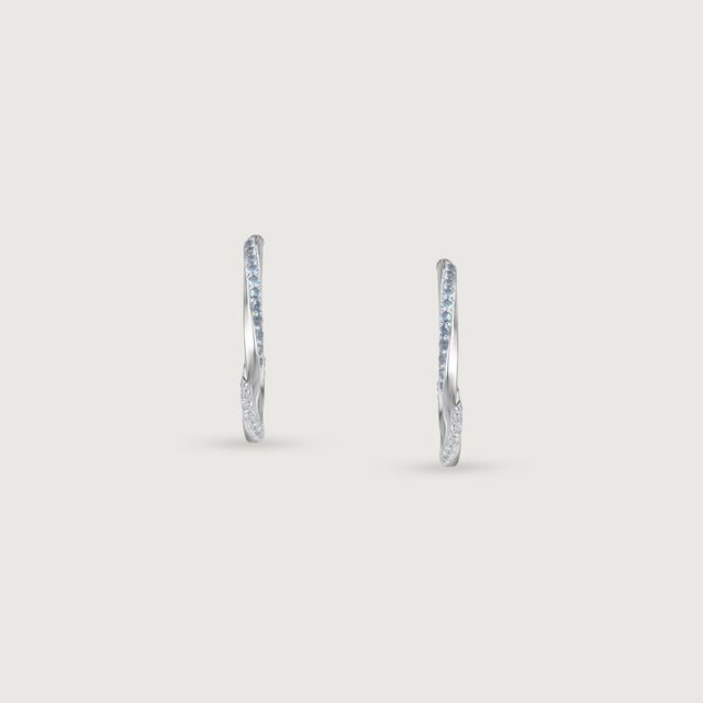Dynamic Sparkling Silver Hoop Earrings,,hi-res image number null