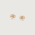 Entwined Hearts Pearl & Gold Stud Earrings,,hi-res view 3