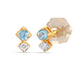 14KT Playful Ice Blue Topaz And Diamond Stud Earrings,,hi-res view 2