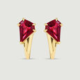 Sculptural Radiant Pink Garnet Hoop Earrings,,hi-res view 1