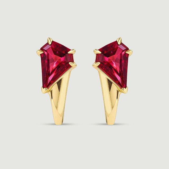 Sculptural Radiant Pink Garnet Hoop Earrings,,hi-res image number null