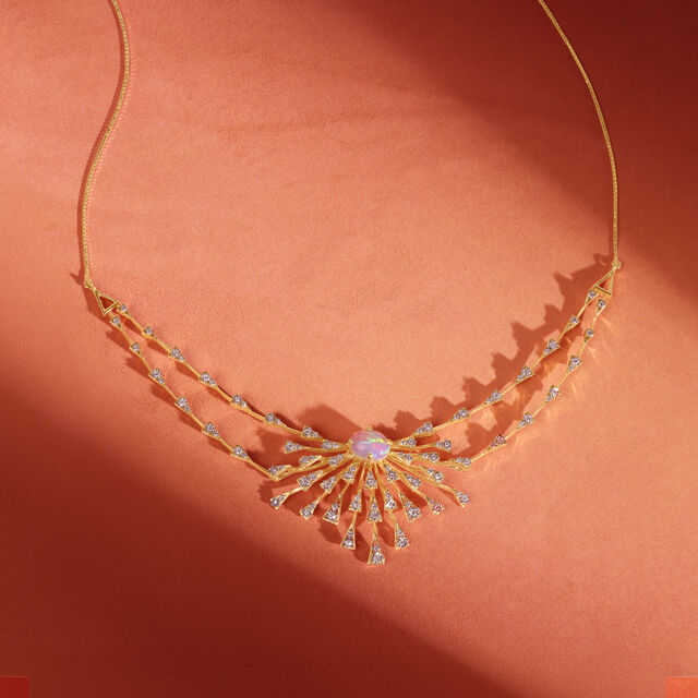 Opal Sunburst Diamond Necklace,,hi-res image number null