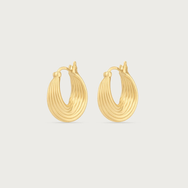 Ribbed Sculpt Gold Hoop Earrings,,hi-res image number null