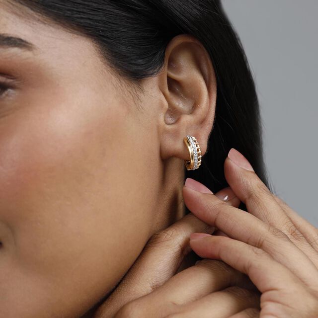 Stellar Edge Diamond Hoop Earrings,,hi-res image number null