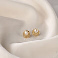 Radiant Halo 18KT Gold & Pearl Stud Earrings,,hi-res view 1
