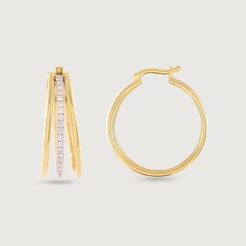 Triple Glam Gold & Diamond Hoop Earrings