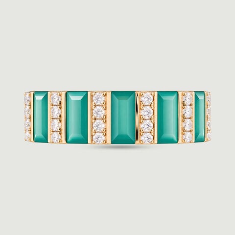 Sleek Alternating Green Onyx Ring
