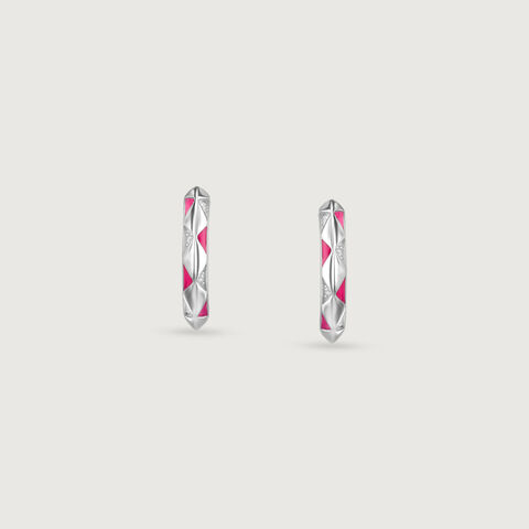 Playful Sculpted Silver Hoop Earrings