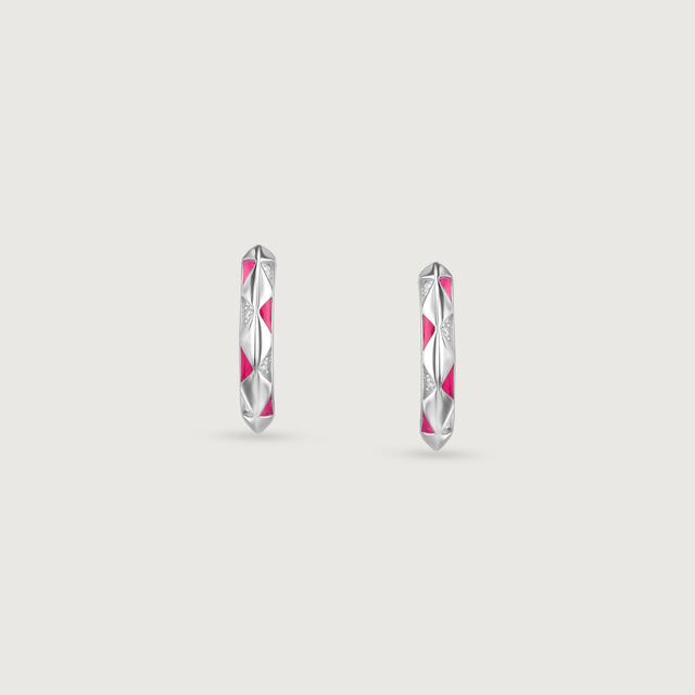 Playful Sculpted Silver Hoop Earrings,,hi-res image number null