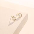 Radiant Grid Diamond Stud Earrings,,hi-res view 1