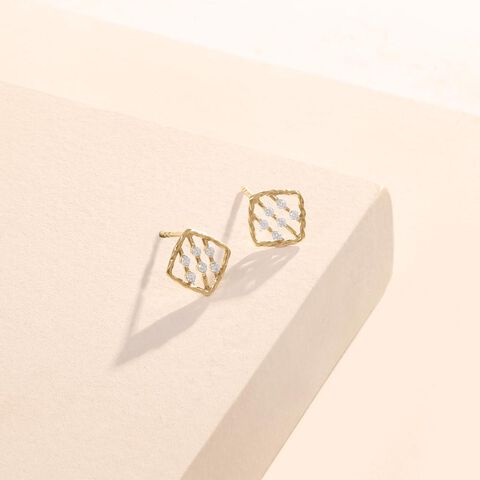 Radiant Grid Diamond Stud Earrings