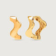 Artistic Swirl 18KT Gold Hoop Earrings,,hi-res view 4