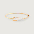 Sculpted Edge Gold & Diamond Bangle,,hi-res view 2