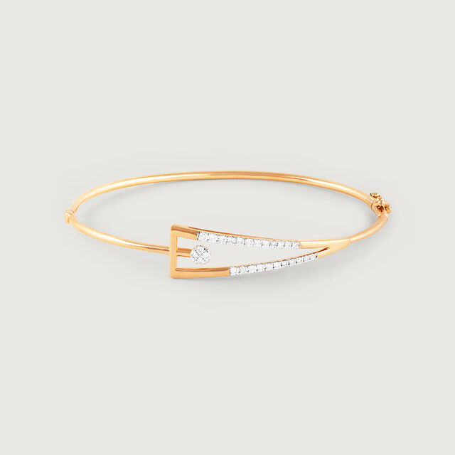 Sculpted Edge Gold & Diamond Bangle,,hi-res image number null