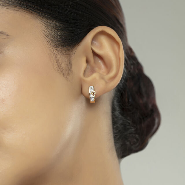 Elegant Vibes Gold & Diamond Hoop Earrings,,hi-res image number null