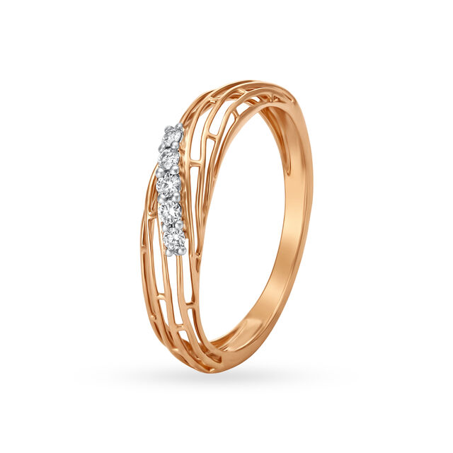14KT Rose Gold Diamond Finger Ring,,hi-res view 1