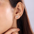 14KT Yellow Gold Floral Elegance Diamond Earrings,,hi-res view 2