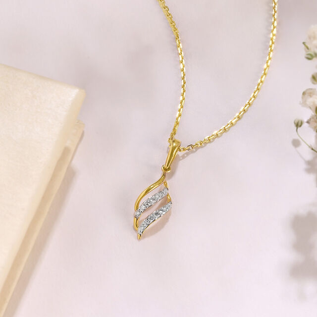 Flowing Wave Gold & Diamond Pendant,,hi-res image number null