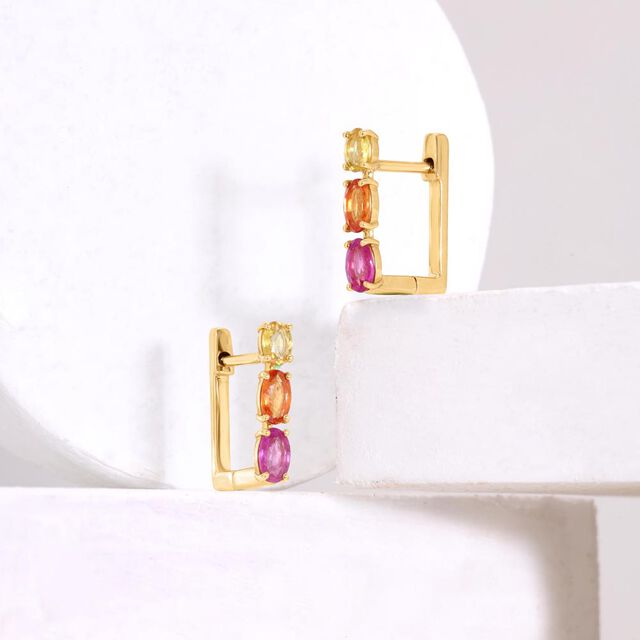 Vivid Edge Sapphire Hoop Earrings,,hi-res image number null