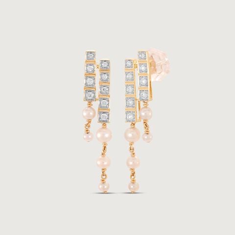 Minimal Geo Diamond Drop Earrings