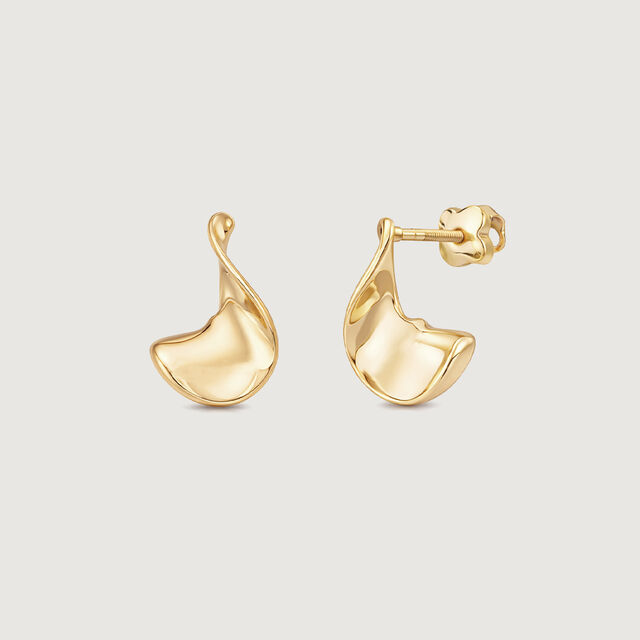 Fluid Curve Gold Stud Earrings,,hi-res image number null