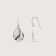 Mother of Pearl Aqua Silver Hoop Earrings,,hi-res view 5