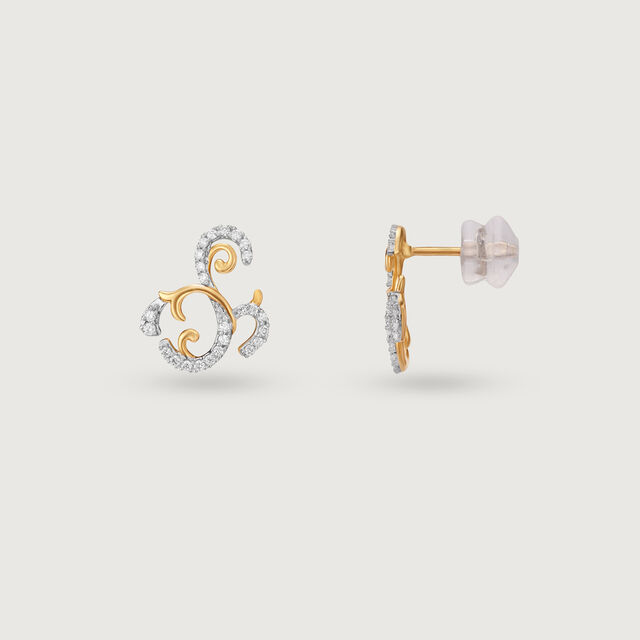 Floral Swirl Gold & Diamond Stud Earrings,,hi-res image number null