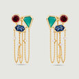 Harmonious Cascading Onyx Topaz and Garnet Drop Earrings,,hi-res view 4