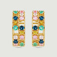 Vibrant Mosaic Multicolour Hoop Earrings,,hi-res view 3
