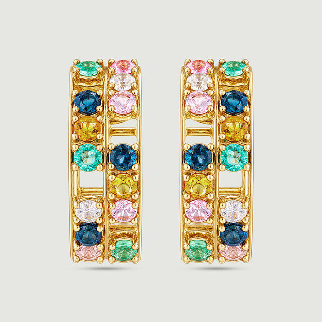 Vibrant Mosaic Multicolour Hoop Earrings,,hi-res image number null