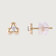 Iconic Shimmer Gold & Diamond Stud Earrings,,hi-res view 3