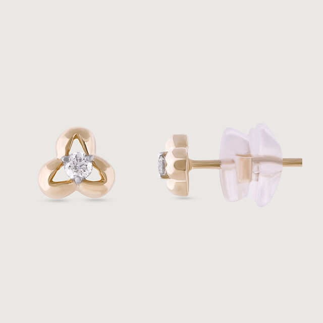 Iconic Shimmer Gold & Diamond Stud Earrings,,hi-res image number null