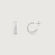 Linear Spark Silver Hoop Earrings,,hi-res view 4